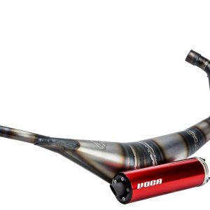 Izpuh Voca Warrior 50-70cc Derbi D50B0 - nizek - Rdeč dušilec