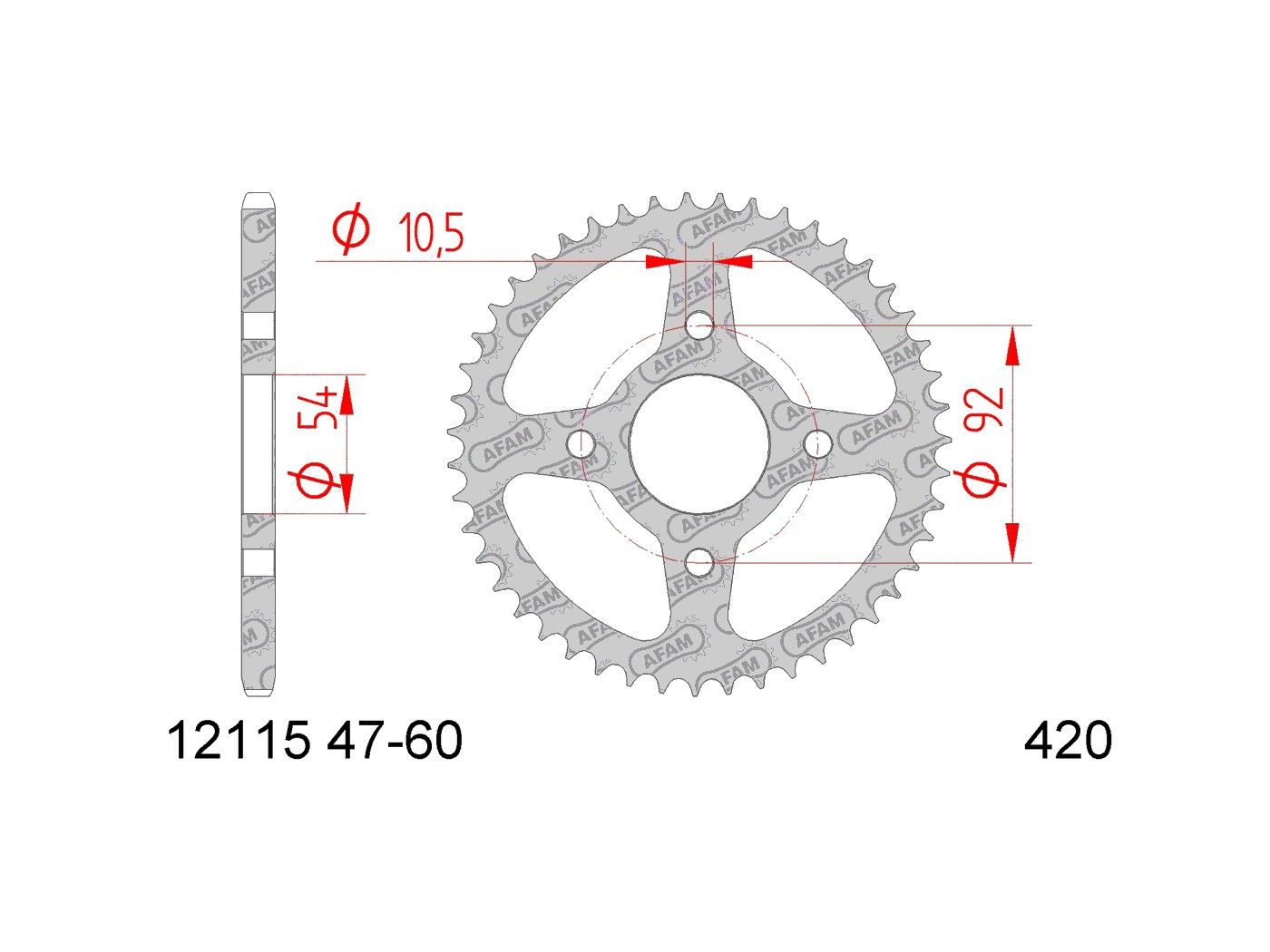 Zadnji zobnik AFAM 47 zob - 420 - MBK X-Power, Yamaha TZR 03-