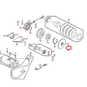 Zobnik 61z sklopke prostega teka električnega zaganjača Kymco Xciting 500