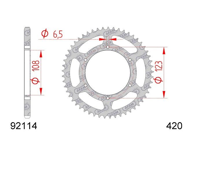 Zadnji verižnik AFAM 59 zob 420 za Aprilia RS , RS4 , RX , SX , Derbi Senda SM , Peugeot