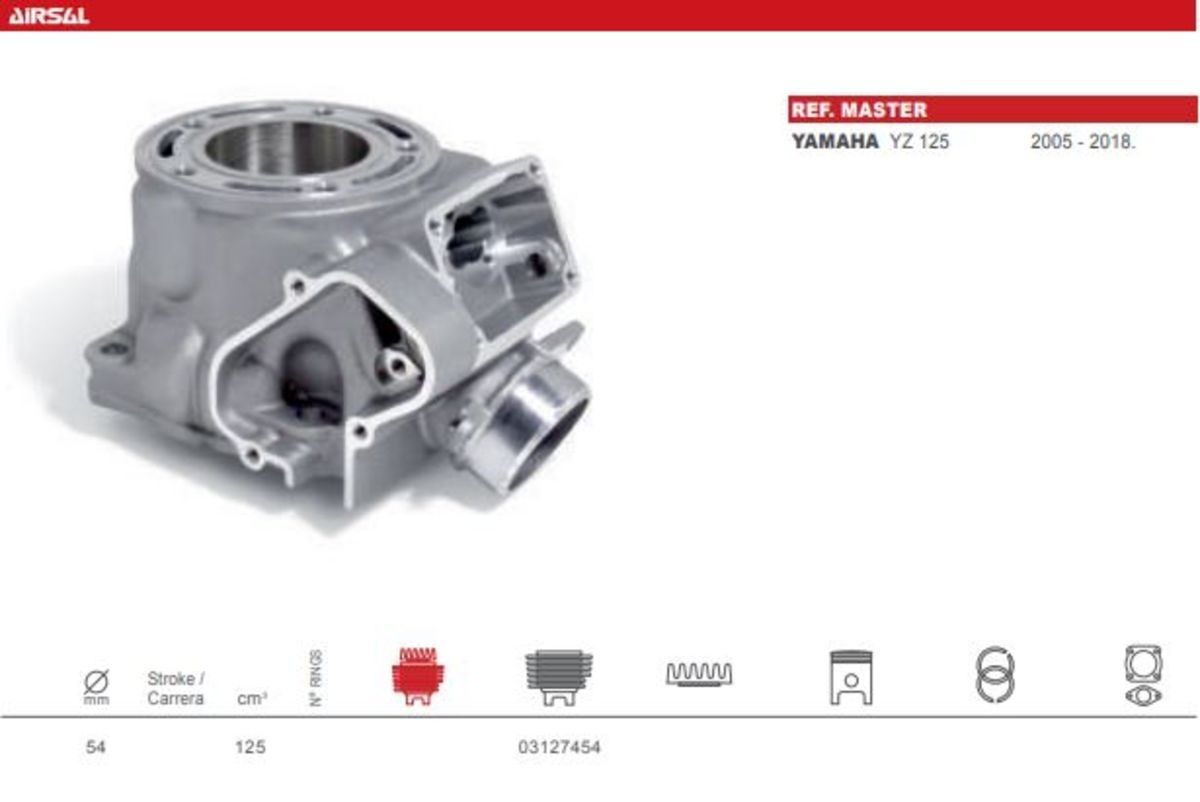 Cilinder Airsal 54mm- Yamaha 125 YZ 2005-2018