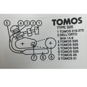 Identification Sticker TOMOS – Type S25 – 63×35 mm