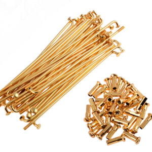 Universal Spoke Set – Gold Chrome – 143.5 mm / 90° Head / 16″ / 3.1 mm – 36 pcs