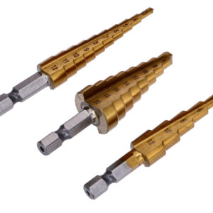 Step Drill Bit Set HSS with Titanium Coating 3–20 mm – 3-Piece