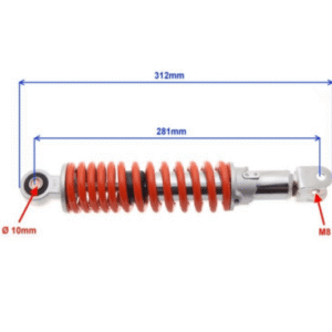 Shock Absorber WM – 280 mm Adjustable – Chrome/Red – Keeway / CPI / Generic