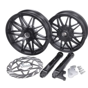 Fast Arrow Pro 11" / 12" Wheel Set + Oversize Brake Disc - Matte Black - Piaggio Zip 2000 / Zip 2T / Zip 4T