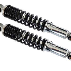 Rear Shock Absorbers Ruikai 395 mm – Chrome / Black Springs – Zündapp / Hercules / Kreidler / Puch