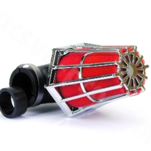 Športni zračni filter Carenzi R-Evolution 90° Ø28/35 mm – krom / rdeč